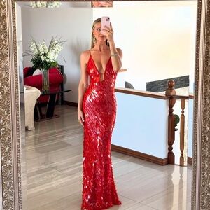 Kailani Red Sequin Maxi Long Dress